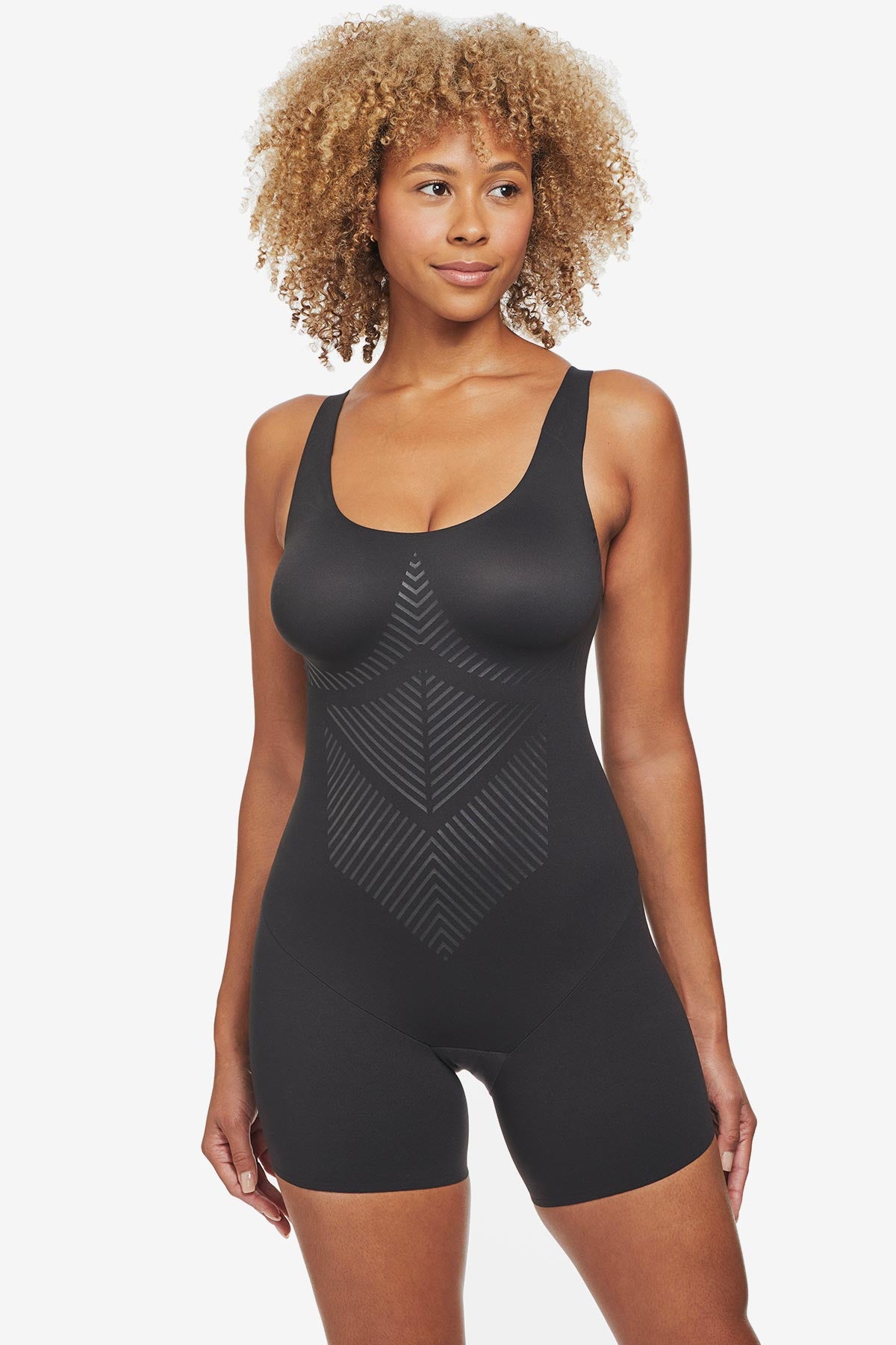 Iconic Core Mid-Thigh Bodysuit with Rear Lift in Black