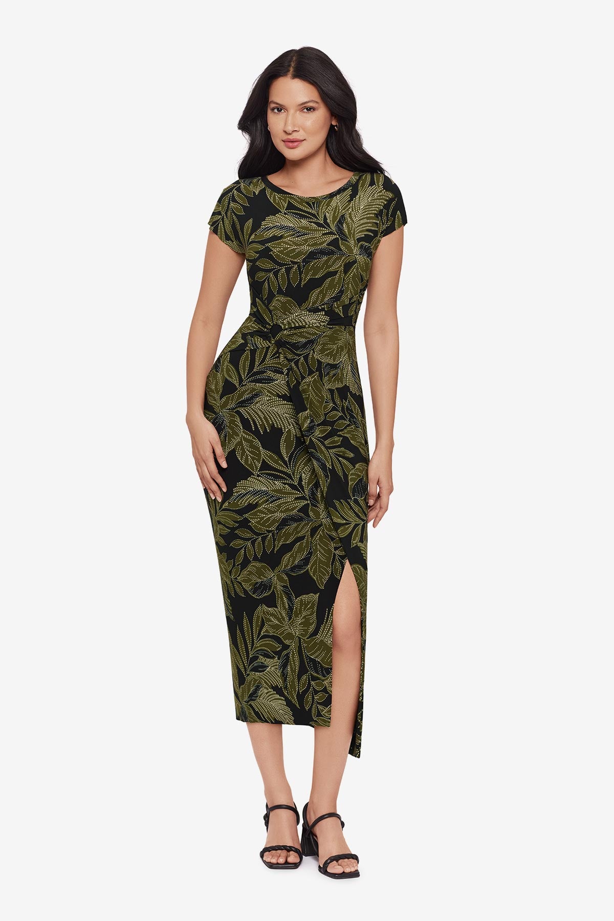 Loki Wrap Front Shaping Dress in Olive Branch