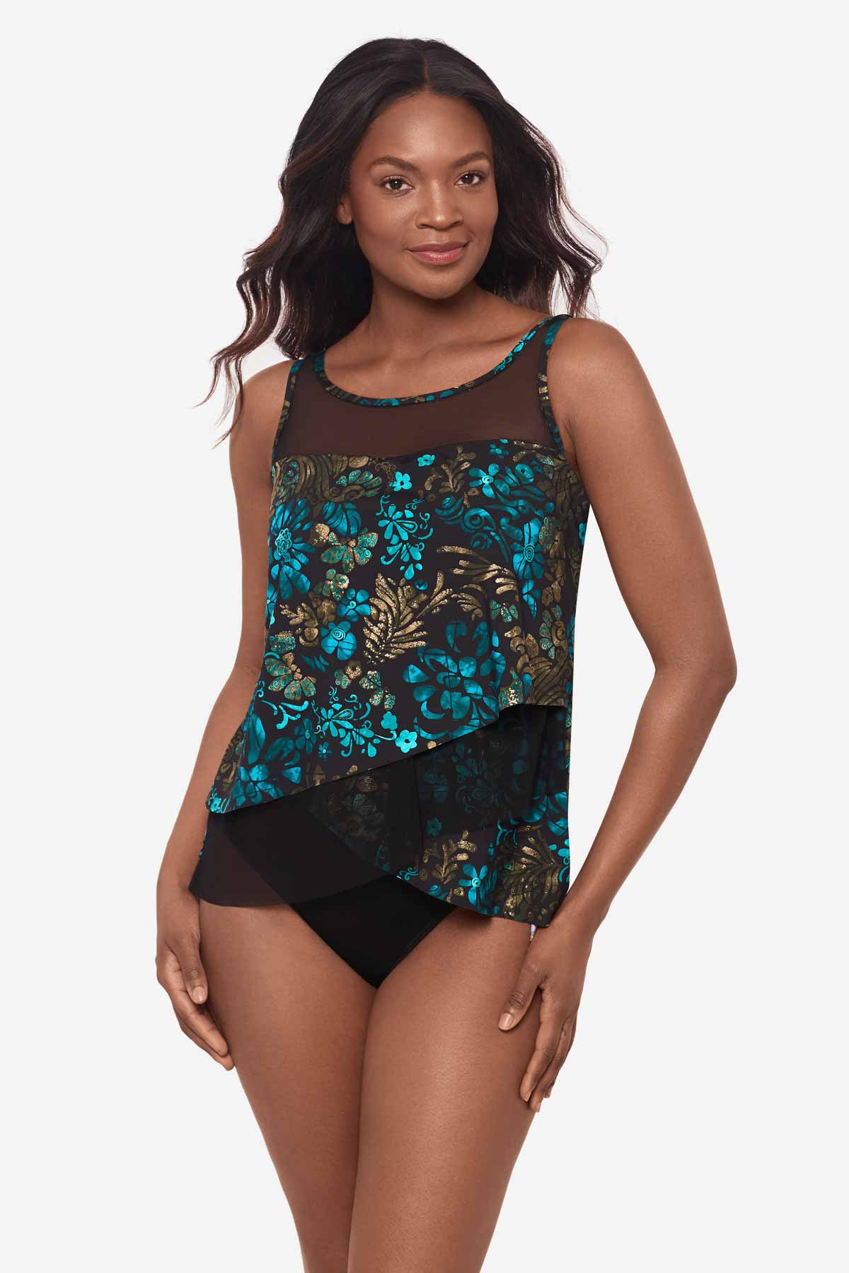 DD-Cup Mirage Tankini Top in Flor De Mare
