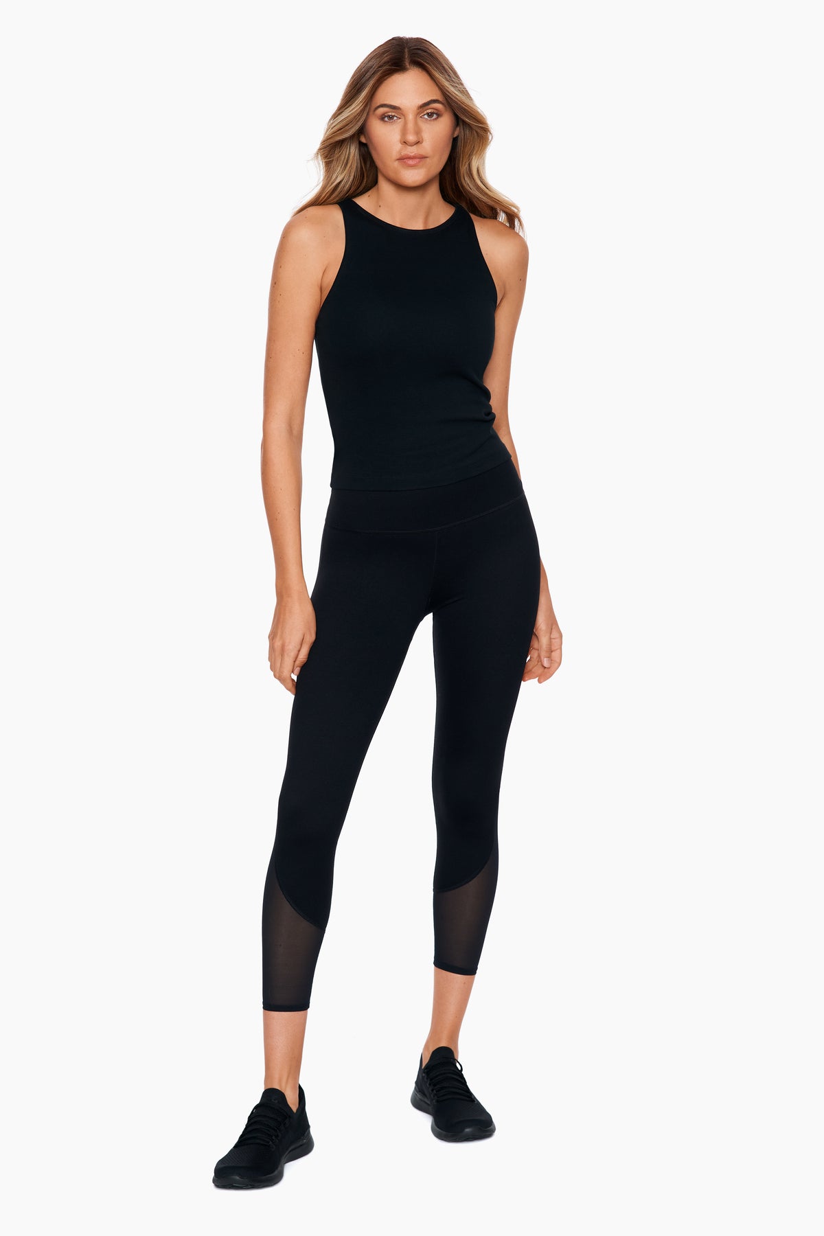 Performance Mesh Cut-Out Leggings in Black