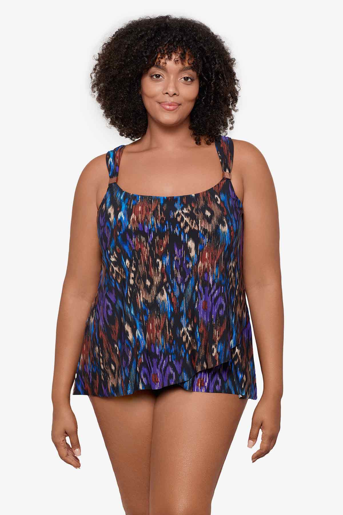 Plus Size Dazzle Tankini Top in Tapiz