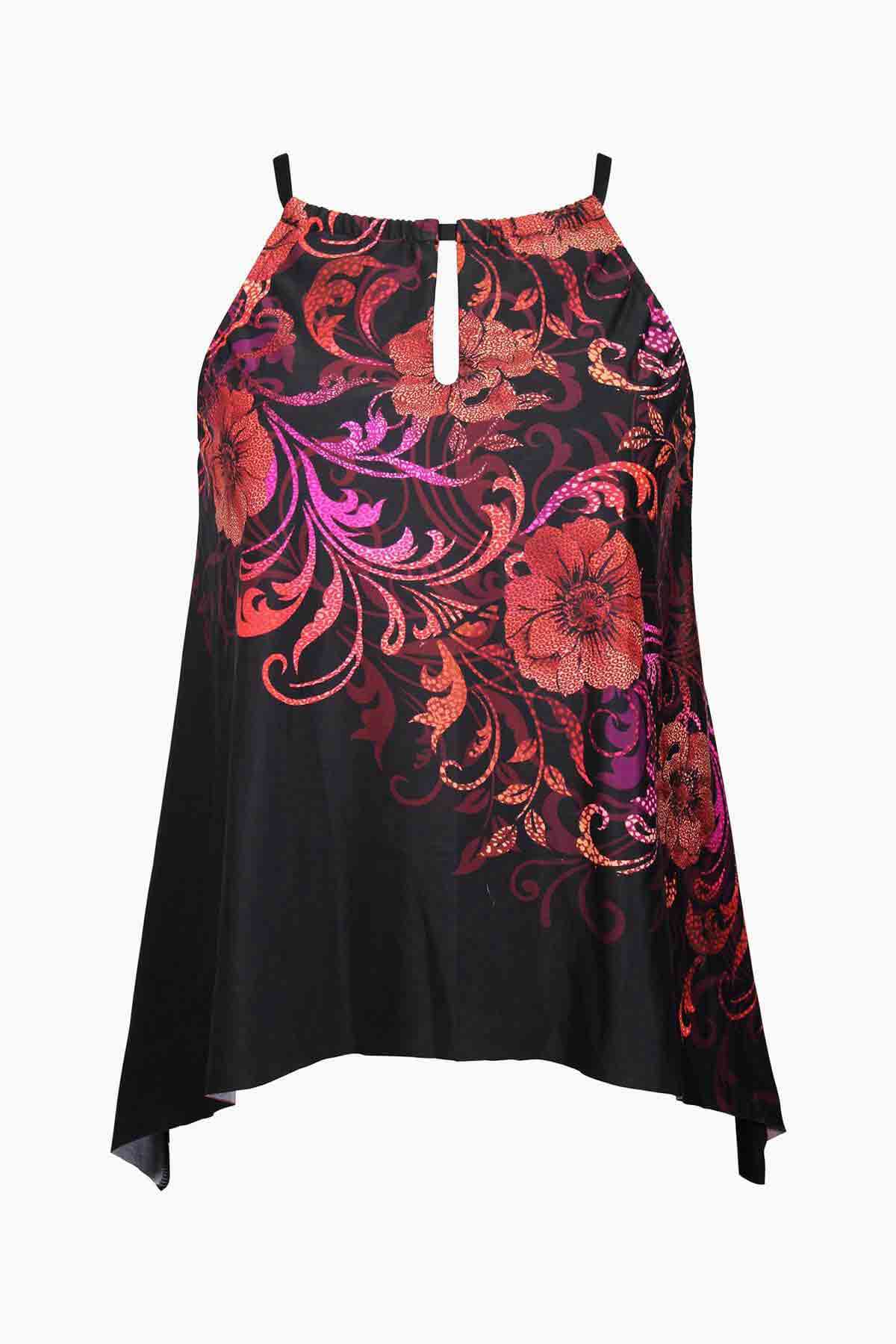 Peephole Tankini Top in Poppy