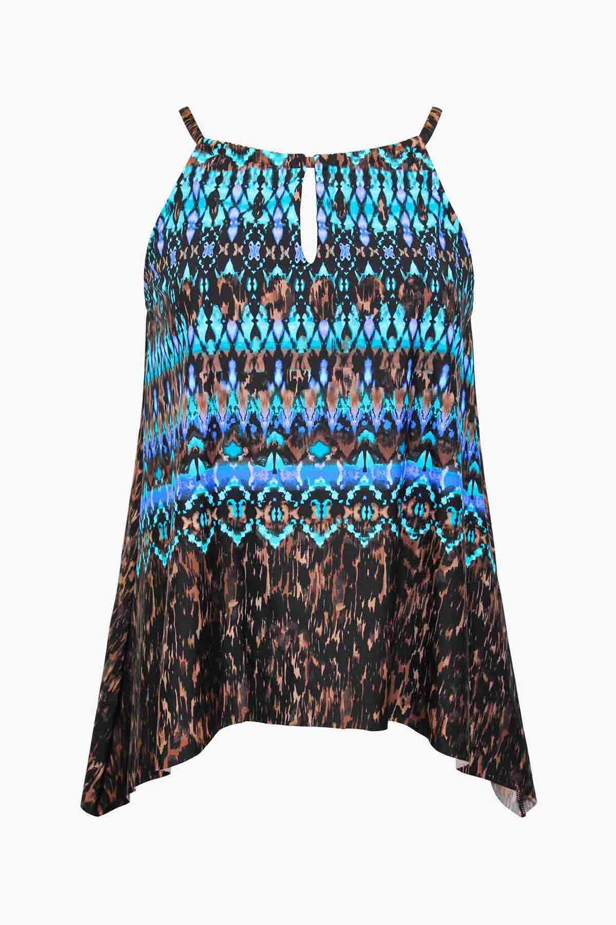 Peephole Tankini Top in Untamed