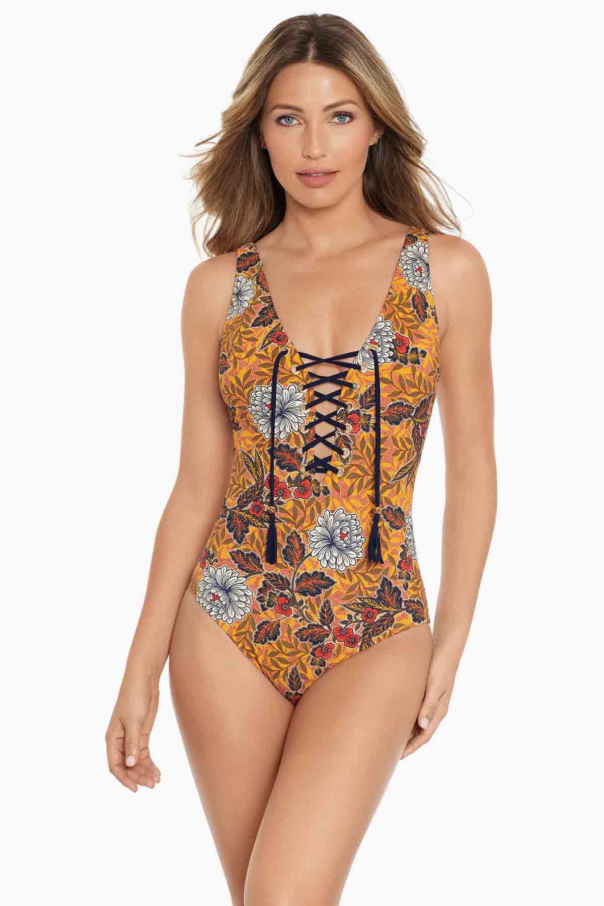 Gypsy Lace Up One Piece in Rhiannon